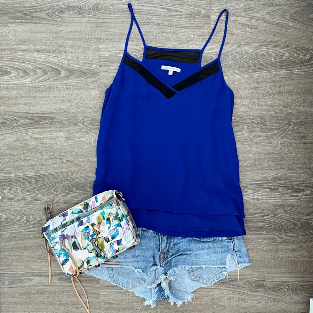 ❤️ Rebecca Minkoff Blue and Black Camisole Tank NWOT